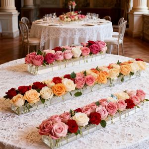 Acrylic Flower Box 24-Hole Rectangle Transparent Wedding <b>Table</b> Decor <b>Party</b> Centerpiece - Product Image 1