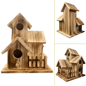 Fabrika satış el yapımı çevre dostu ahşap küçük Villa tarzı asılı kuş yuvalama kutuları kafes veya dış mekan kullanımı için - Product Image 1