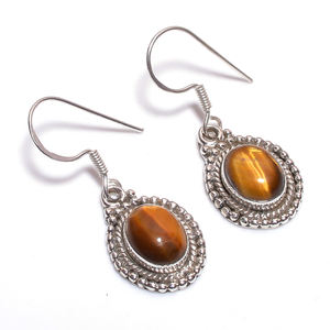 ต่างหูอัญมณีสีเงินสเตอริง925ต่างหูอัญมณีสีเขียวธรรมชาติทรงรีเครื่องประดับอัญมณีเงินโบราณ - Product Image 2