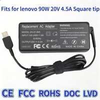Adaptateur d'alimentation pour ordinateur portable 90W 20V 4.5A à embout carré, remplacement pour Lenovo ThinkPad E460 E560 T460 T560 L460