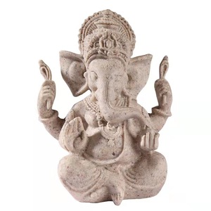 Dio indù statua polyresin Bianco & Oro statua di Lord Ganesh Ganpati Elefante Dio Indù a base di polvere di Marmo - Product Image 6