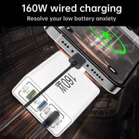 Support de charge super rapide 160W avec 7 ports (4 Type C + 3 USB) - Hub de charge USB-C 160W - Prise de charge pour téléphone portable - Câble d'extension