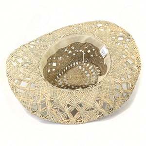 Chapeau de soleil d'été pour hommes et femmes, tissé à la main en paille naturelle, style western cowboy - Product Image 5