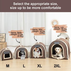 Large Indoor <b>Dog</b> House With Insulated Igloo Design Washable Brown Covered <b>Bed</b> for <b>Medium</b> <b>Dogs</b> Made Plush PP Material - Product Image 4