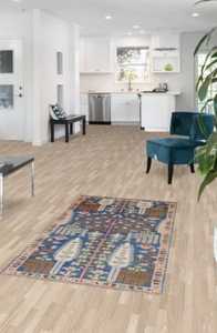 Customizable Size Bohemian Oushak Indian Accent Carpet 6ft Bx9ft Hand-Knotted Blue Wool Rug for Home Decor - Product Image 2