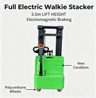 Chariot élévateur électrique 24V à charge lourde 2 tonnes, hauteur de levage max. 3,5 m, gerbeur électrique vertical à mât bi-étages pour logistique industrielle