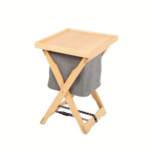 Wooden <b>Camping</b> Folding Portable Shelf With <b>Storage</b> Bags Beech Wood Multifunction Folding <b>Camping</b> Kitchen <b>Table</b> Wooden Dustbox - Product Image 2
