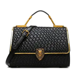 The New Hot Weave Pattern Handbags 2024 Lady Luxury Chain Bags Lady Fashion Design Handbag with Tiger Lock