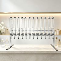Support de présentation de parfum de table en verre argenté 375 ml, 12 bouteilles, design personnalisé, pour décoration de mariage