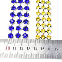 Chaîne de strass en cristal dense à 3 rangs, garniture de diamants en verre ronds à coudre pour chaussures, vêtements, artisanat de mariage, décoration DIY, ceinture