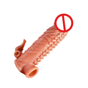 Großhandel Wiederverwendbares Weiches Silikon Wasserdichtes Kondom mit Noppen-Ring-Hülle für Männer Verlängerungshülle Sexspielzeug-Sleeve - Product Image 3