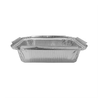 Barquette alimentaire carrée jetable en aluminium avec couvercle en PET, idéale pour les plats à emporter et les barbecues