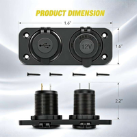 Panneau de commande marin 2 modules étanche avec chargeur USB QC3.0 PD Type-C et prise allume-cigare 12V pour VR, bateau, caravane, tout-terrain