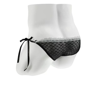 Sous-vêtements pour hommes, imprimé cœur noir, dentelle en maille, nœud latéral, taille basse, lingerie sexy - Product Image 5