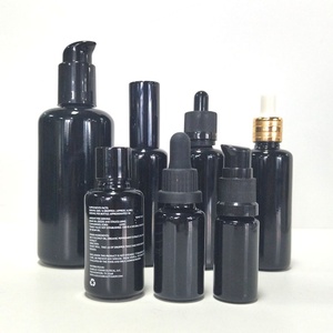 Botella de Vidrio Oscuro Violeta UV de 10ml 15ml 20ml 30ml 50ml 60ml 100ml con Tapas de Bomba de Plástico Negro y Logotipo Personalizado Serigrafiado - Product Image 2