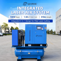 Compresseur d'air intégré tout-en-un à vis sans huile au gaz naturel Luoyou 15KW 20HP, refroidi par air, avec moteur et pompe 4-en-1 pour découpe laser