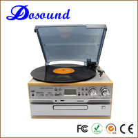 Radio rétro classique haut de gamme à remontage manuel, haut-parleur numérique CD électrique, gramophone antique, lecteur de disques vinyles 33/45/78 tours, USB/SD