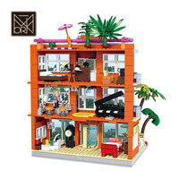 Ensemble de blocs de construction XMORK Miami Resort Hotel, 1612 pièces, modèle MOC de plage tropicale, décoration de bureau, cadeau pour les collectionneurs de loisirs