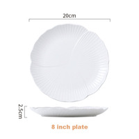Assiettes en porcelaine écologiques à bord doré, forme pétale, 8/10/12 pouces, avec incrustation dorée, compatibles lave-vaisselle, pour mariages et réceptions