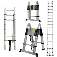 Escalera Telescópica Multiusos de Aluminio 3.8M/12.5FT, Tipo A, 12 Peldaños, Resistente, Alcance de 3800mm para Hogar y Sitio de Trabajo
