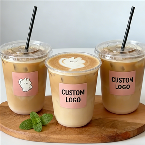 Vasos Desechables de Plástico para Café con Tapa y Logotipo, Vasos Transparentes para Postre de 10 oz para Café - Product Image 4