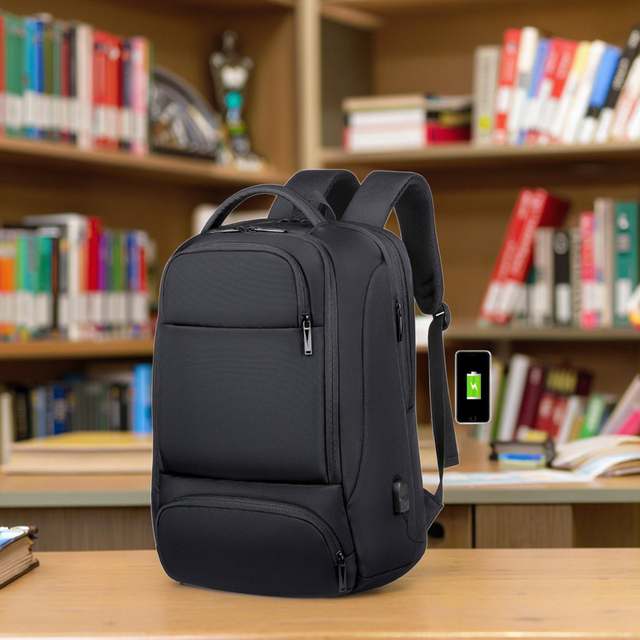 New Large Capacity 15.6 Inch Laptop Backpack Waterproof Multifunctional USB Charging Travel Bag Expandable Geometric Zipper Air