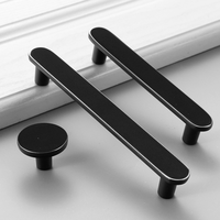 Kenop Laci Bulat Minimalis dari Paduan Seng Hitam, Gagang Furnitur untuk Lemari Kantor Modern, Lemari Rumah, dan Lemari Sepatu