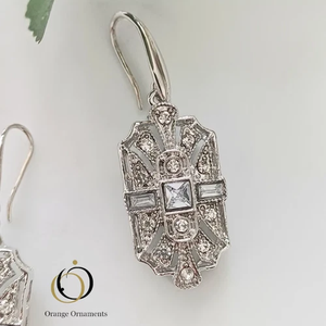 Boucles d'oreilles princesse et baguette en diamant en vrac faites à la main en argent sterling bijoux de mariage pour femmes - Product Image 5