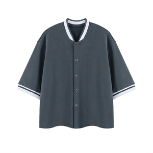 Maillot de baseball personnalisé avec logo, chemise streetwear oversize, maillot de baseball vintage à boutons, t-shirt pour homme et femme, coupe ample - Product Image 1