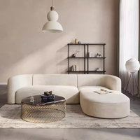 IDAO Französisches Modernes Nordisches Wabi-Sabi-Stil L-förmiges Mehrsitzer-Sofa-Set mit Holzrahmen, Beweglich für Wohnzimmer und Gewerbeflächen