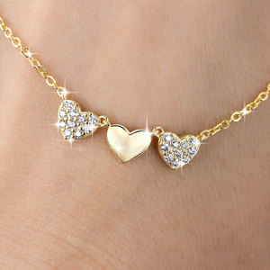 Collier pendentif en forme de cœur triple, romantique pour la Saint-Valentin, en moissanite de couleur <span class=keywords><strong>D</strong></span>, VVS1, collier ras du cou, chaîne claviculaire, pour femmes - Product Image 3