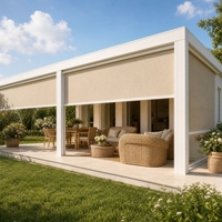 Stores à enroulement électriques ou manuels en PVC sur mesure pour extérieur, avec tissu anti-UV et écran de protection à fermeture éclair pour véranda, bord de piscine, bar