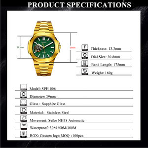 2025 sıcak satıcı japonya NH38 iskelet hareketi Mod aydınlık mekanik erkekler lüks özel tasarım izle - Product Image 2