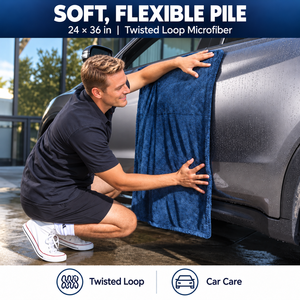 Toalla de microfibra de bucle retorcido para secado de coches, 24 x 36 pulgadas, toalla grande absorbente para detallado automotriz y limpieza de vehículos - Product Image 6