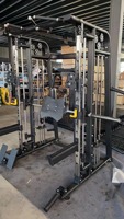 Rack de musculation multifonction Smith Machine Commercial Flybar pour développé couché et squats, construction en fer, pile de poids de 50 kg, pour usage intérieur et domestique, complet