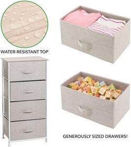 Chengjun Commode de rangement grande capacité 30*45.1*94cm en MDF avec tiroirs en tissu de lin pour salon domestique - Product Image 3