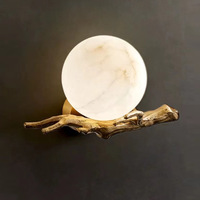 Nueva Lámpara LED de Estilo Chino, Totalmente en Cobre, con Mármol Natural Español, Aplique de Pared Moderno y Minimalista para Estudio, Dormitorio, Entrada, Luz Cálida