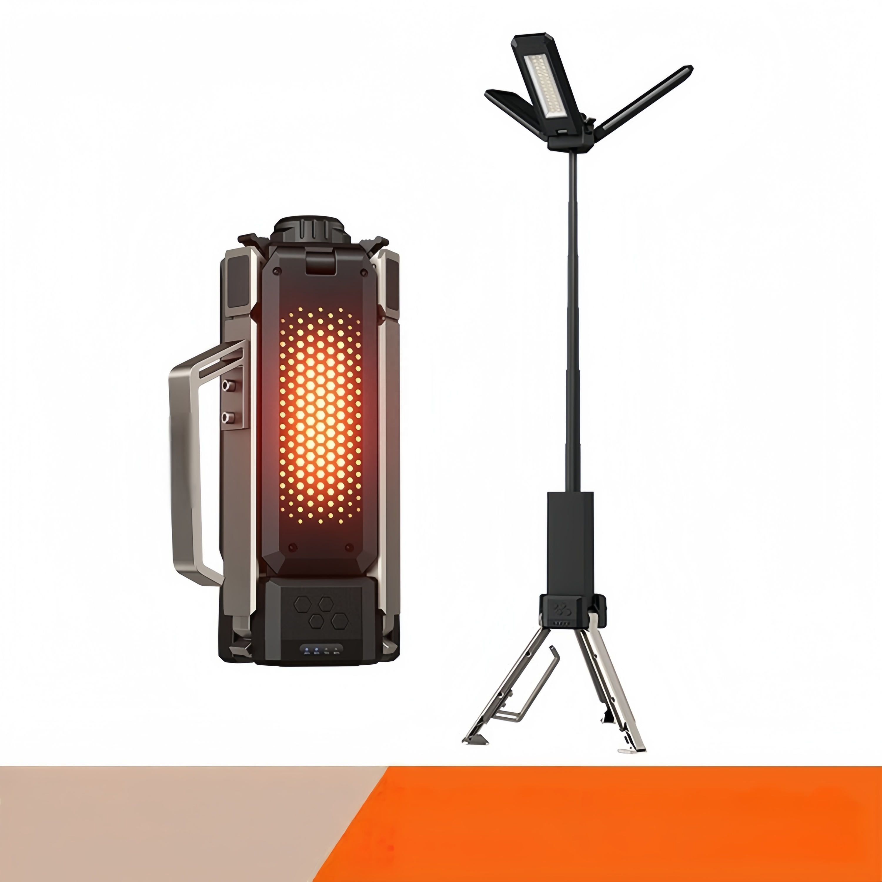 Portable Foldable Workshop Garden Work Light 3 Panel Telescopic Tripod Stand Handheld LED Flashlight 3000 Lumen Rechargeable