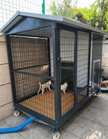 Grande niche pour chien en métal moderne de luxe, imperméable, pour l'extérieur, villa pour animaux de compagnie quatre saisons, chaude, robuste, détachable, facile à assembler