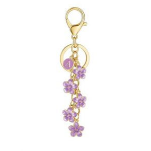 Initial Keychain Pink Flower Charms for Key Cute Letter Keyring for Handbag Backpack - Product Image 5
