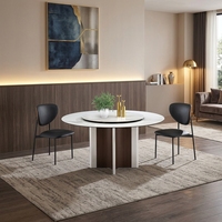 Table à manger rotative en ardoise, style moderne minimaliste et luxueux, pour la maison, l'appartement, l'hôtel, l'école, la villa - 4 places