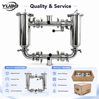 Filtre à air comprimé à double boîtier en acier inoxydable SS304 SS316L avec collecteur de bypass pour la transformation des aliments, des boissons, des produits pharmaceutiques et des gaz OEM