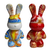 Adornos de Conejo Fluido para Manualidades DIY al por Mayor, Artesanías de Resina Hechas a Mano con Patrón de Animal Esculpido para Regalos y Figuras de Modelo