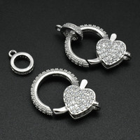 Accessoire de fabrication de bijoux de luxe en gros, fermoir mousqueton en forme de cœur et goutte d'eau plaqué argent pour colliers et bracelets DIY