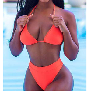 Biquíni sensual feminino cintura alta, 3 peças, pura, conjunto de roupa de banho, sutiã + parte inferior + cobertura, maiô, conjunto de roupa de banho - Product Image 4