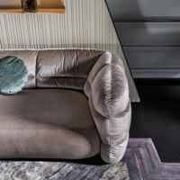 Canapé Chesterfield trois places de style nordique canapés d'île de concepteur de velours bleu profond pour la maison luxe pour les hôtels