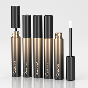 Tubos de brillo de labios redondos esmerilados degradados negros personalizables de 6ml con tapa dorada, contenedor de lápiz labial cosmético de plástico con logotipo personalizado - Product Image 6