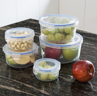 Récipient alimentaire rond transparent multifonction en plastique Boîte de rangement scellée pour la maison et la cuisine 3pcs Set