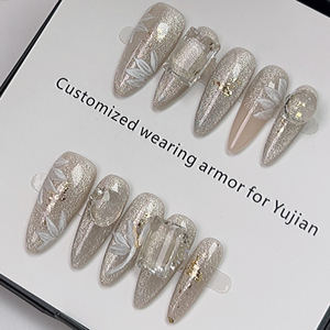 เล็บปลอมลายการ์ตูนหมีน่ารักสไตล์บาโรกแบบฝรั่งเศส  ตกแต่งโบว์สามมิติสีสันสดใส  ขายส่ง - Product Image 2