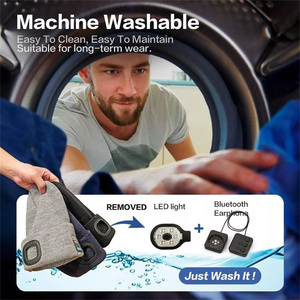 Casquettes et chapeaux de crâne chauds multi-usages pour sports d'hiver avec lampe <span class=keywords><strong>frontale</strong></span> à LED Bluetooth 5.0 Bonnets de musique tricotés sans fil pour hommes femmes - Product Image 3